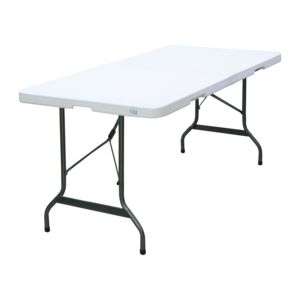 Living Accents 6 Feet Portable and Durable Plastic Molded Folding Table White and Black